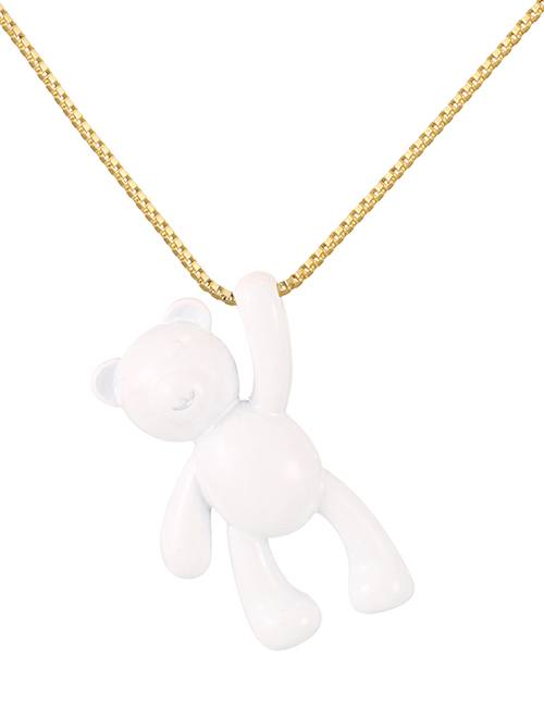 Fashion White Copper Drip Bear Pendant Necklace