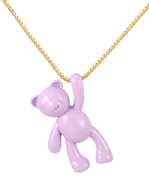 Fashion Purple Copper Drip Bear Pendant Necklace