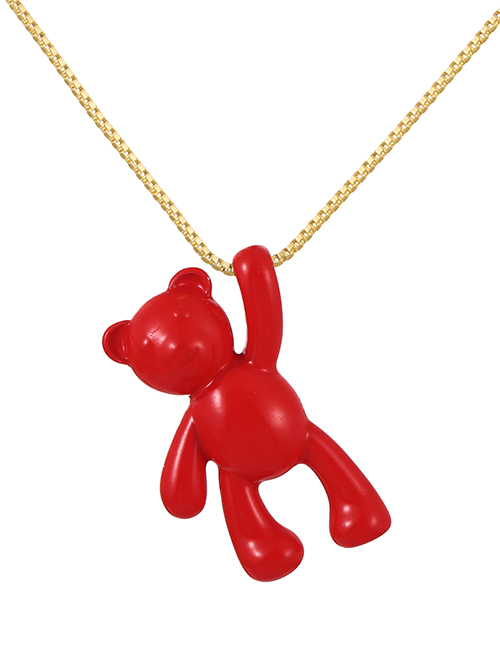 Fashion Red Copper Drip Bear Pendant Necklace