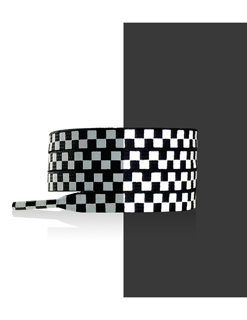 Fashion Black Reflective Checkerboard 160cm Polyester Check Laces