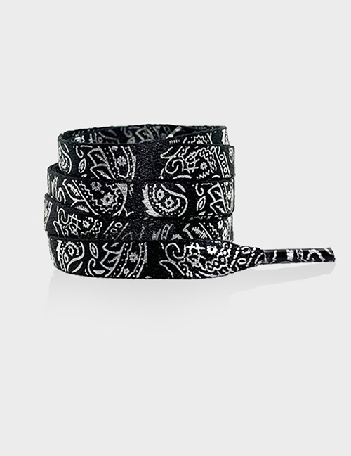 Fashion Black And Silver 140cm Polyester Cashew Flower Print Laces