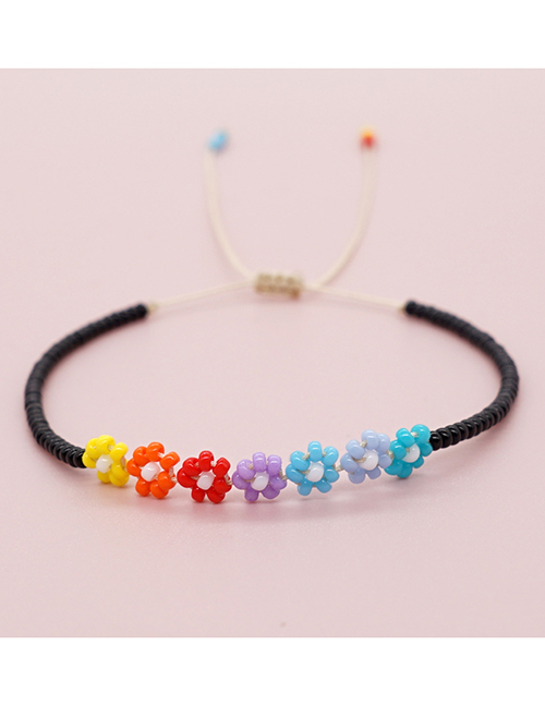 Fashion Color Geometric Bead Woven Flower Pull Bracelet