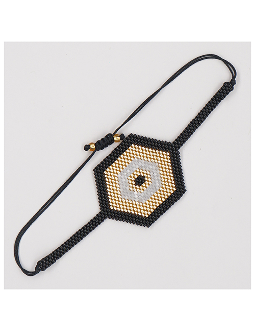 Fashion Black Geometric Bead Woven Star And Moon Bracelet