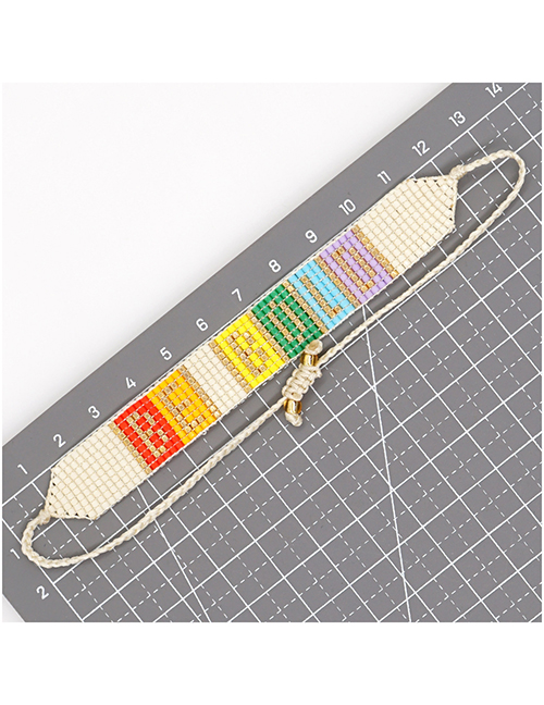 Fashion Color Geometric Beaded Braided Letter Bracelet