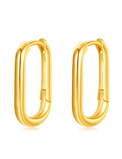 Fashion Golden Color Sterling Silver Oval Earrings