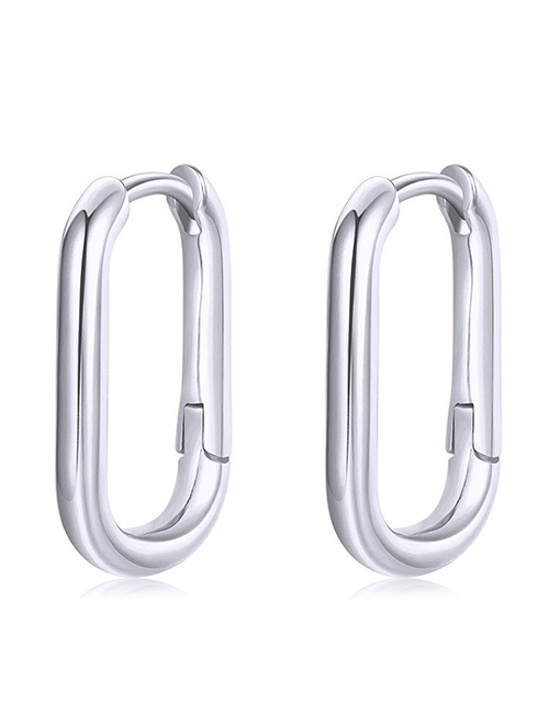 Fashion White Gold Sterling Silver Oval Earrings