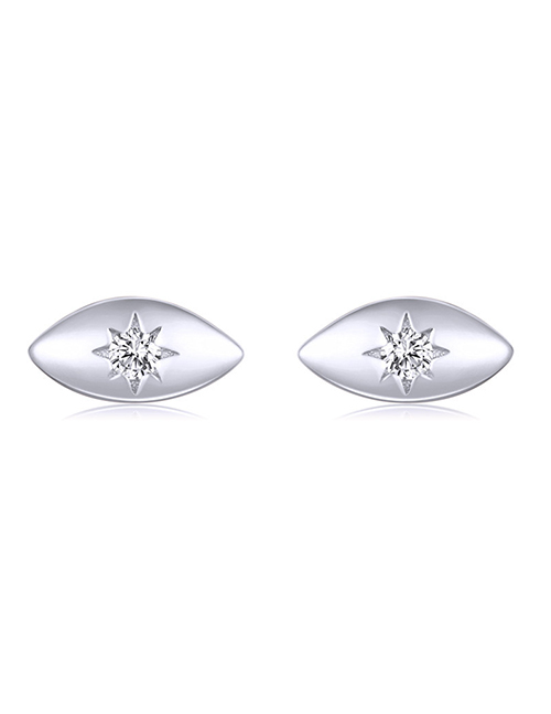 Fashion White Gold Metal Diamond Star Eye Stud Earrings