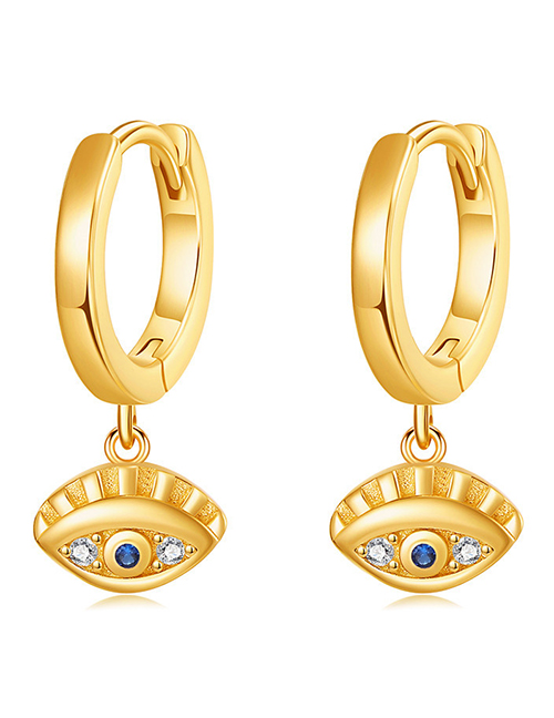 Fashion Golden Color Metal Diamond Eye Earrings