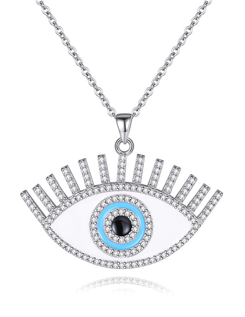 Fashion White Gold Metal Diamond Eye Necklace