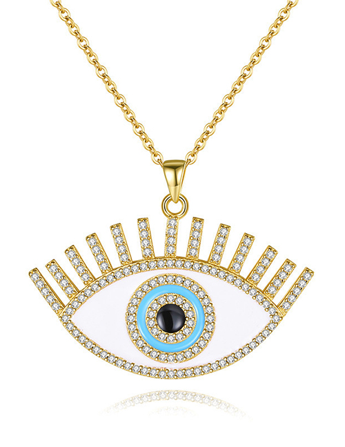 Fashion Golden Color Metal Diamond Eye Necklace