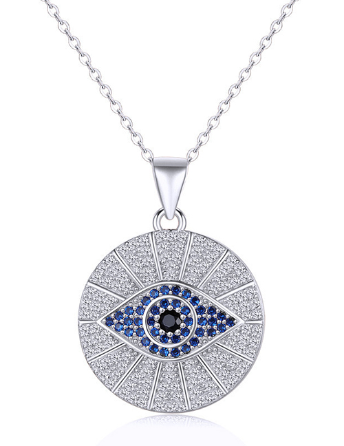 Fashion White Gold Metal Diamond Eye Medallion Necklace