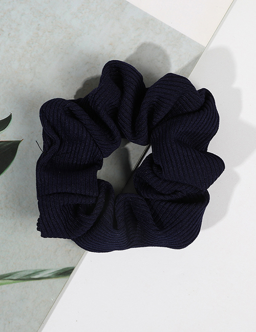 Fashion Navy Blue Striped Knitted Crinkle Headband