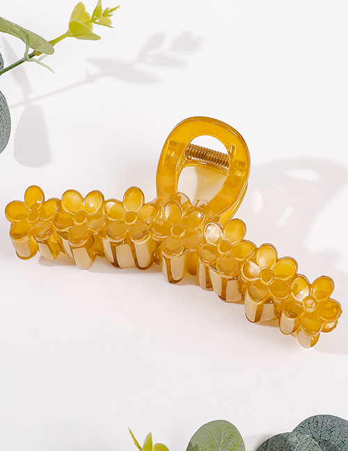 Fashion Jelly Yellow Resin Flower Grab Clip