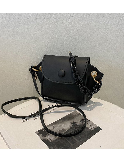 Fashion Black Pu Large Capacity Flap Crossbody Bag
