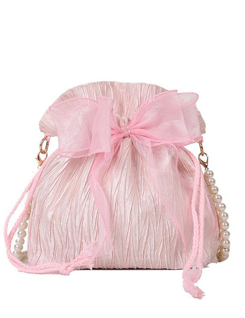 Fashion Pink Bow Magnetic Buckle Crossbody Bag