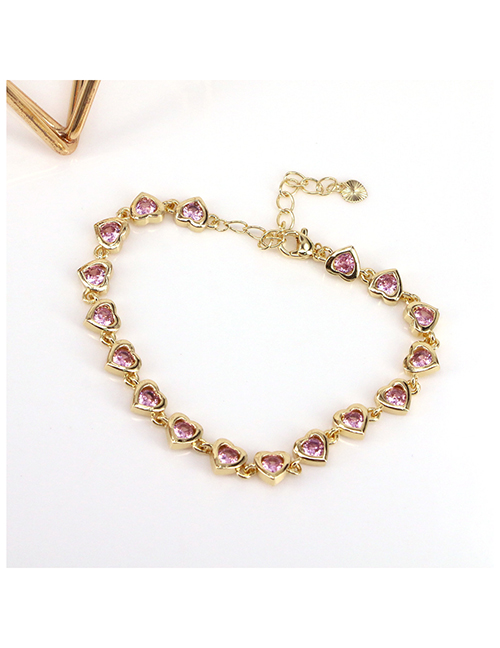 Fashion Pink Metal Heart Zirconium Bracelet