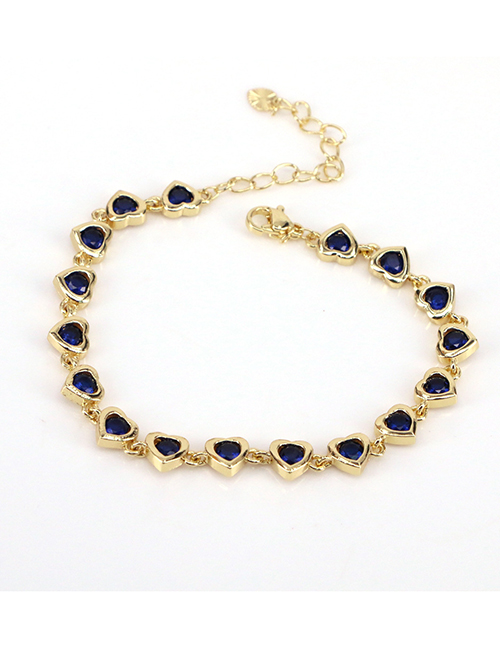 Fashion Navy Blue Metal Heart Zirconium Bracelet
