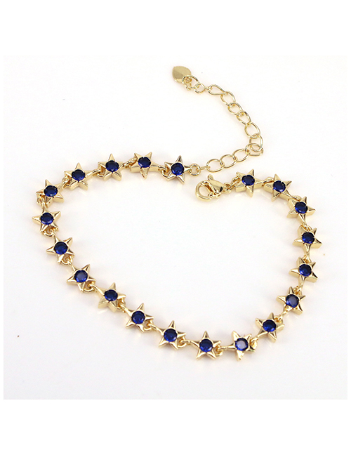 Fashion Navy Blue Metal Star Zirconium Bracelet