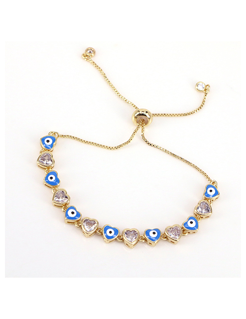 Fashion Blue Metal Zirconium Heart Eye Drip Bracelet