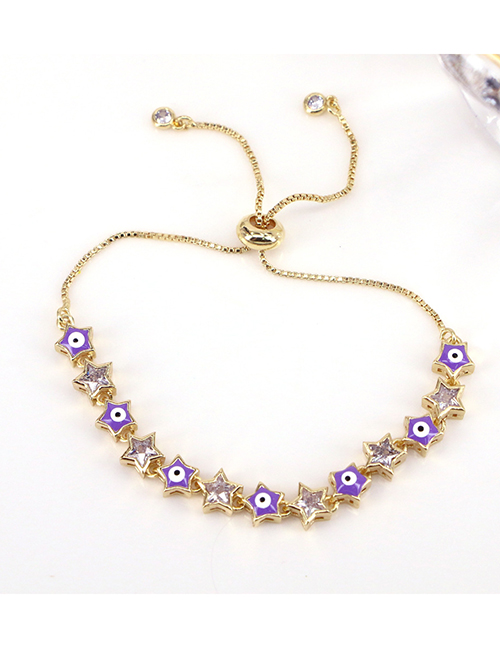 Fashion Purple Metal Zirconium Star Eye Drip Bracelet
