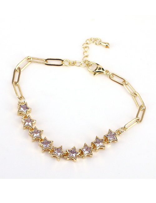 Fashion 3# Bronze Star Zirconium Chain Bracelet