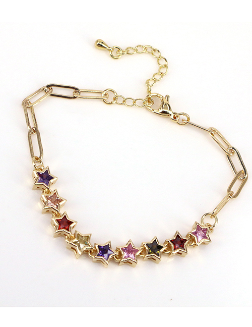 Fashion 4# Bronze Star Zirconium Chain Bracelet