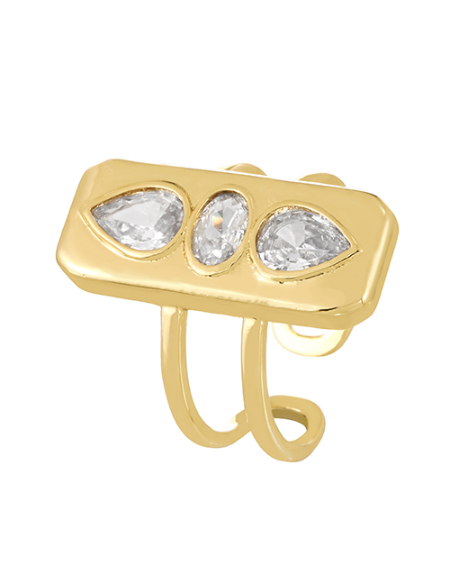 Fashion Gold Bronze Zircon Drop Square Ring