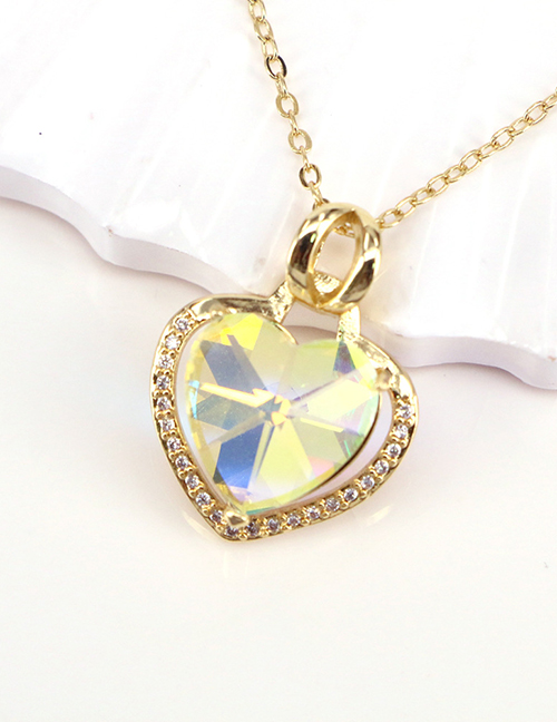 Fashion Yellow Bronze Zirconium Heart Necklace
