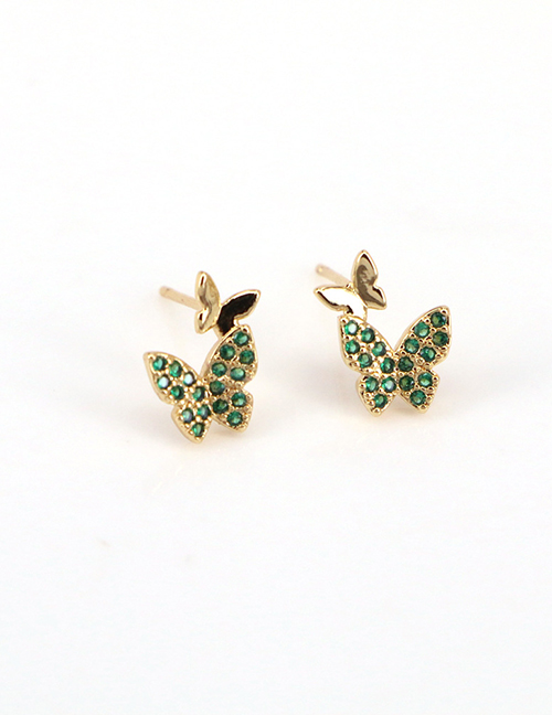 Fashion 1# Copper Diamond Butterfly Stud Earrings