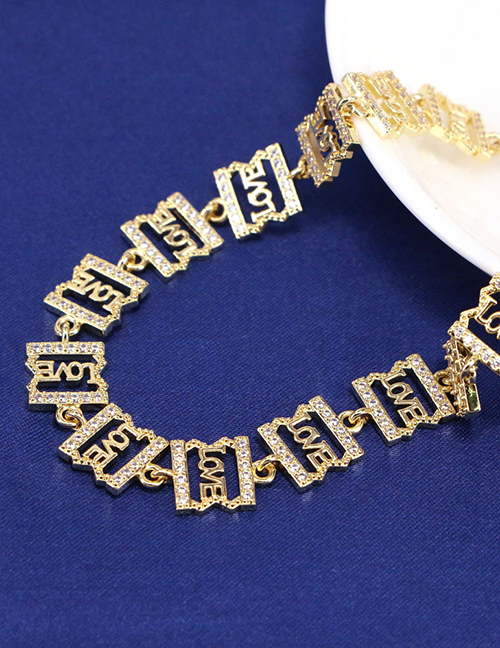 Fashion 2# Zirconium Alphabet Bracelet In Metal