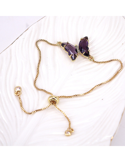 Fashion Purple-2 Pure Copper Glass Butterfly Bracelet