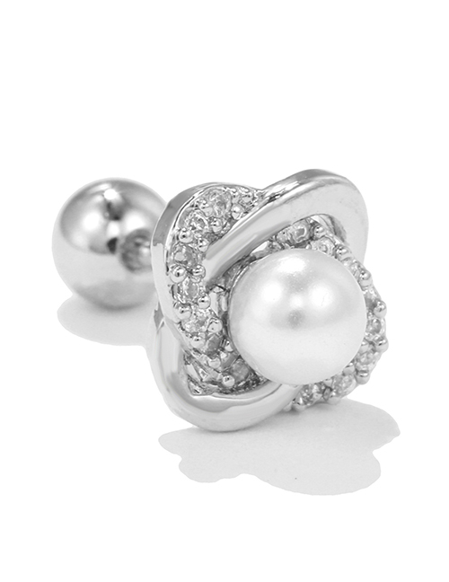 Fashion 99 White K Titanium Twist Ball Piercing Geometric Stud Earrings