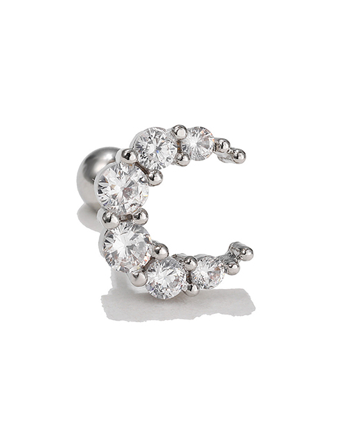 Fashion 369 White K Brass Inlaid Zirconium Screw Ball Piercing Stud Earrings
