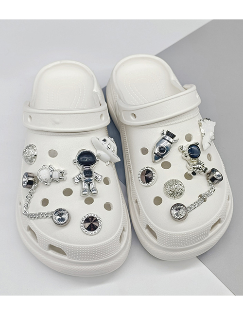 Fashion Accessories-spaceship Alien Spaceman Pvc Diamond-studded Smiley Face Astronaut Shoe Buckle + Eva Thick Bottom Hole Shoes