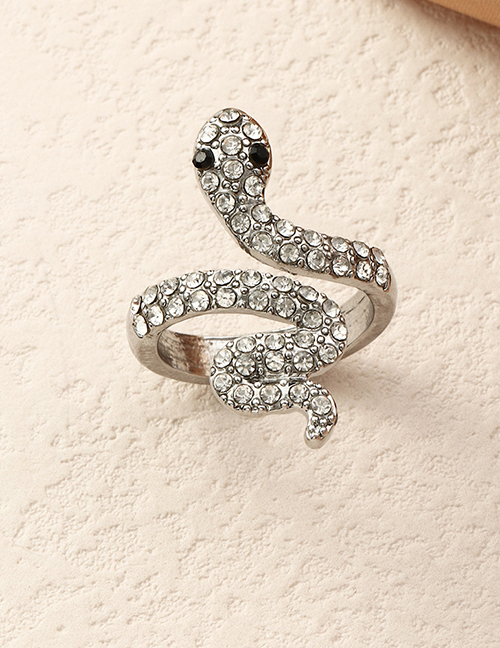 Fashion Silver Alloy Diamond Snake Ring