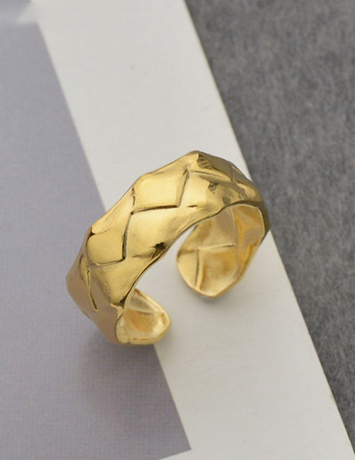 Fashion Gold Titanium Diamond Open Ring