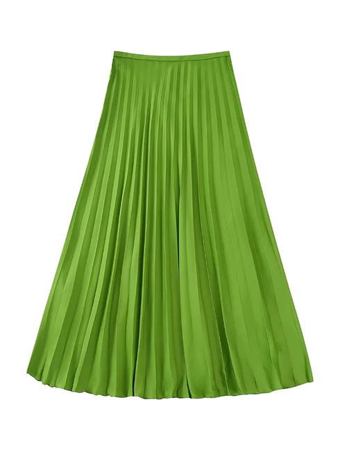 Fashion Green Pleated Hem Skirt