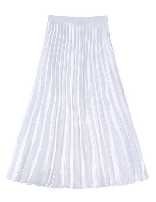 Fashion White Woven Pleated Skirt