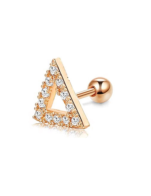 Fashion Triangular Rose Gold (6 Pieces) Stainless Steel Geometric Triangle Pierced Stud Earrings