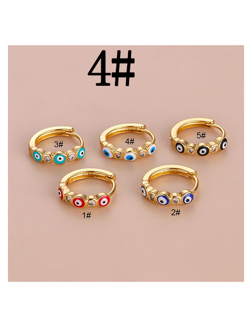 Fashion 4# Metal Diamond Drop Oil Eye Round Pierced Earrings