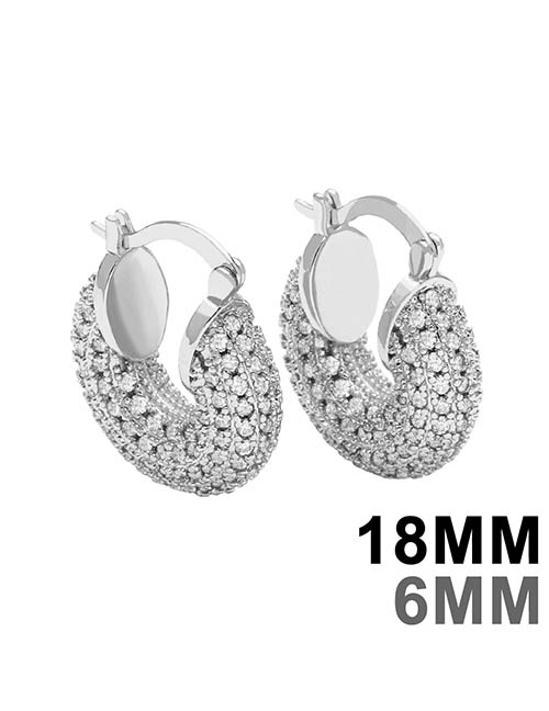Fashion Silver Brass Diamond Geometric U-shaped Earrings