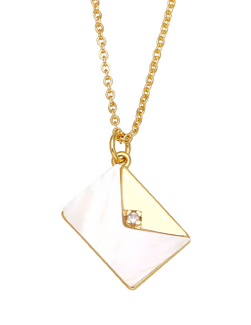 Fashion Envelope Brass And Diamond Open Envelope Necklace