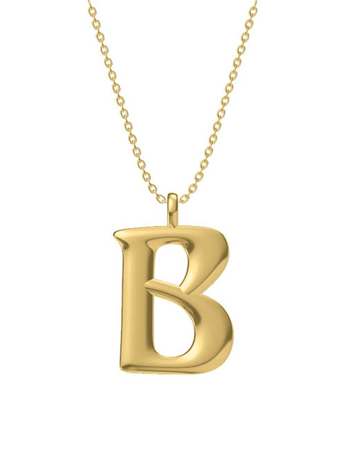 Fashion B Titanium Steel Geometric Letter Necklace