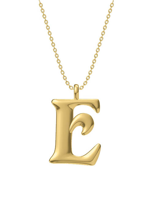 Fashion E Titanium Steel Geometric Letter Necklace