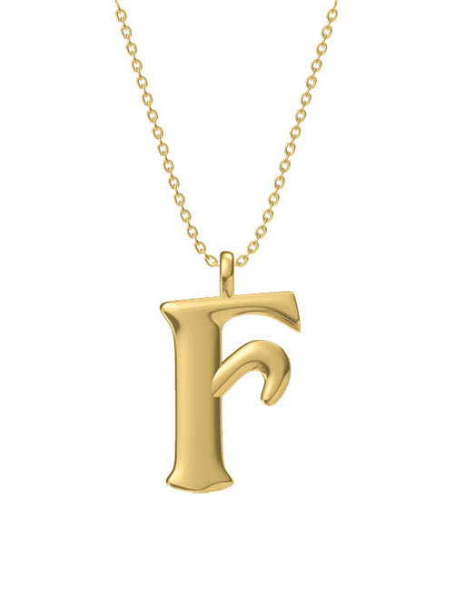 Fashion F Titanium Steel Geometric Letter Necklace