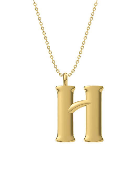 Fashion H Titanium Steel Geometric Letter Necklace