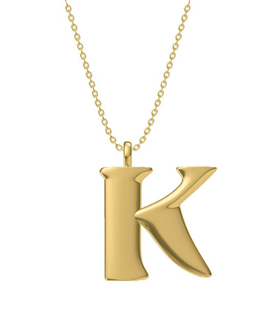 Fashion K Titanium Steel Geometric Letter Necklace