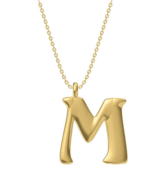 Fashion M Titanium Steel Geometric Letter Necklace