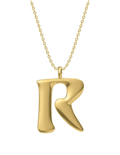 Fashion R Titanium Steel Geometric Letter Necklace