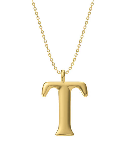 Fashion T Titanium Steel Geometric Letter Necklace